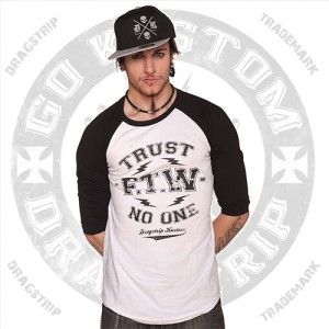 Dragstrip Kustom Baseball Top Trust NO One